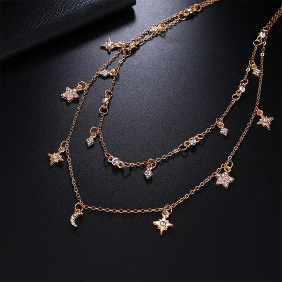 • Callie • Layered Moon + Stars Necklace - Picture 3 of 4